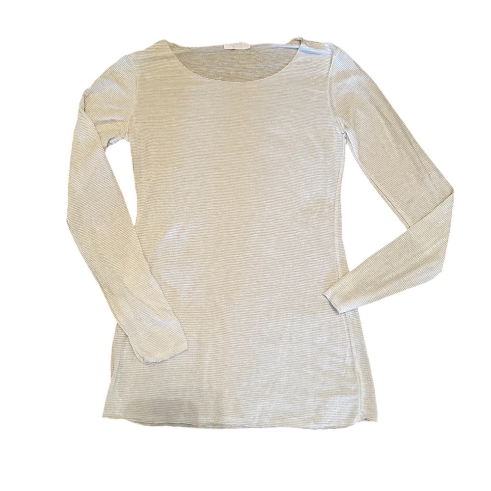 Scandal Long Sleeve White with Silver Metallic top